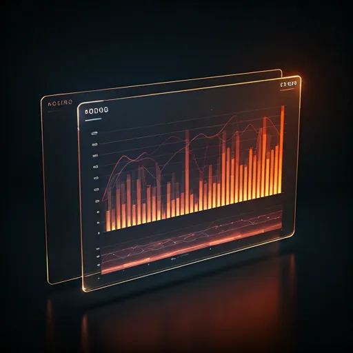Panel de control con un histograma de ingresos en degradado naranja